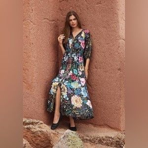 JOHNNY WAS PEACE ESMERALDA DRESS 100% Silk, Size XS